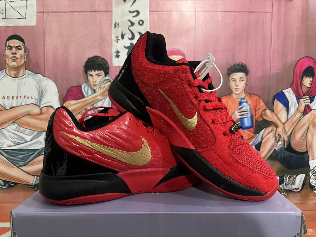 Nike Basketball Footwear Red and Black with Gold Swoosh - product image from the listing.