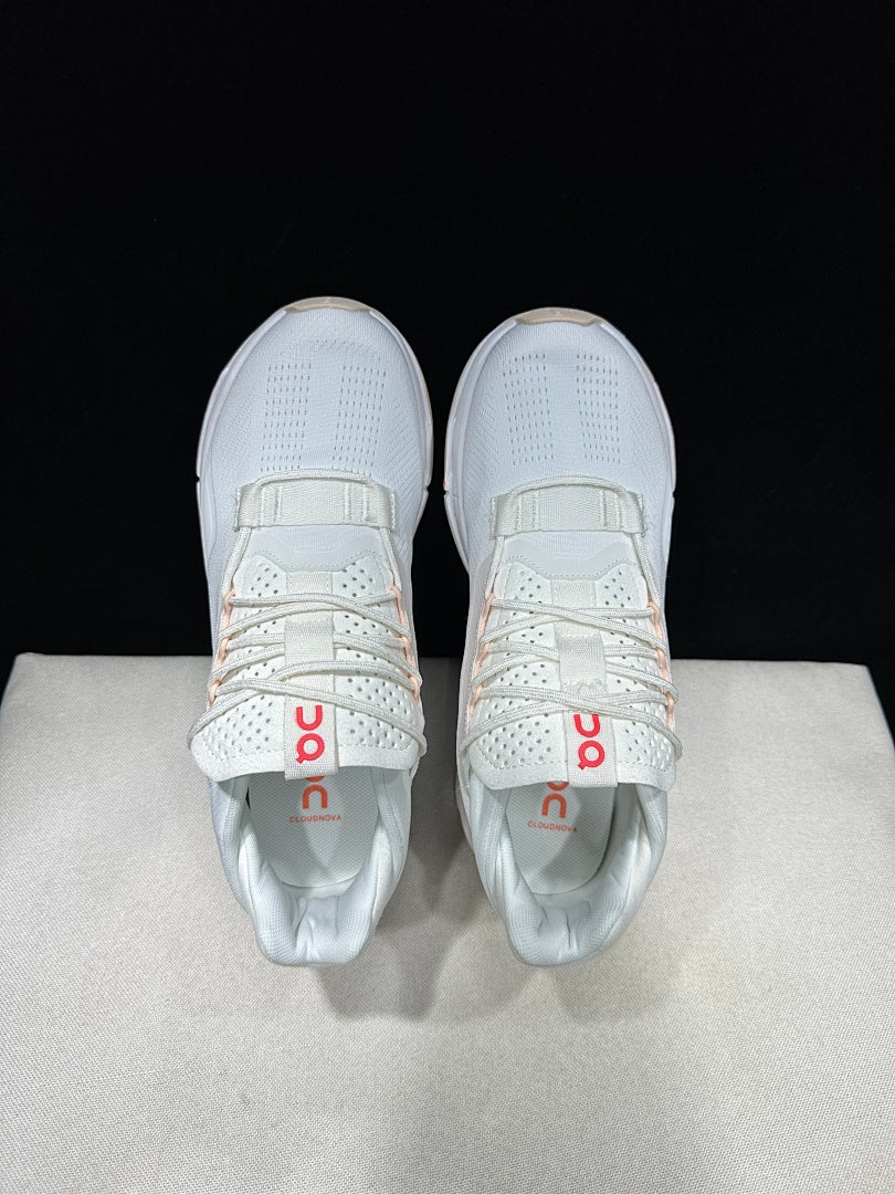 On Cloudnova 2 Trainers, White and Flame - product image from the listing.