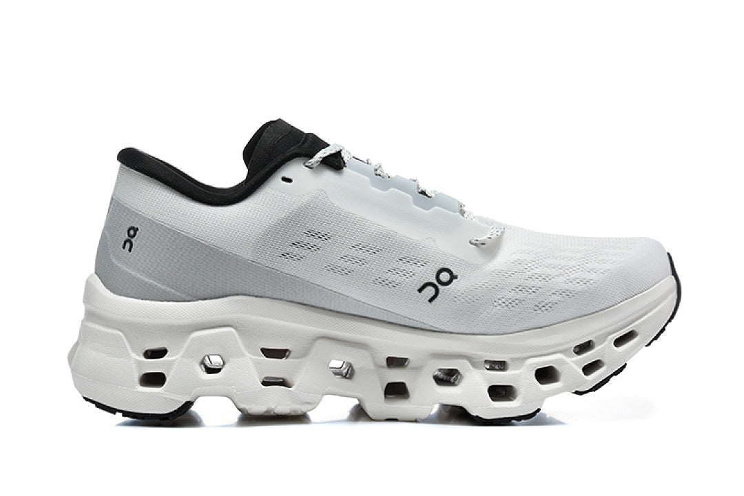 On Cloudmonster 3 Running Shoes, Mist in White - product image from the listing.