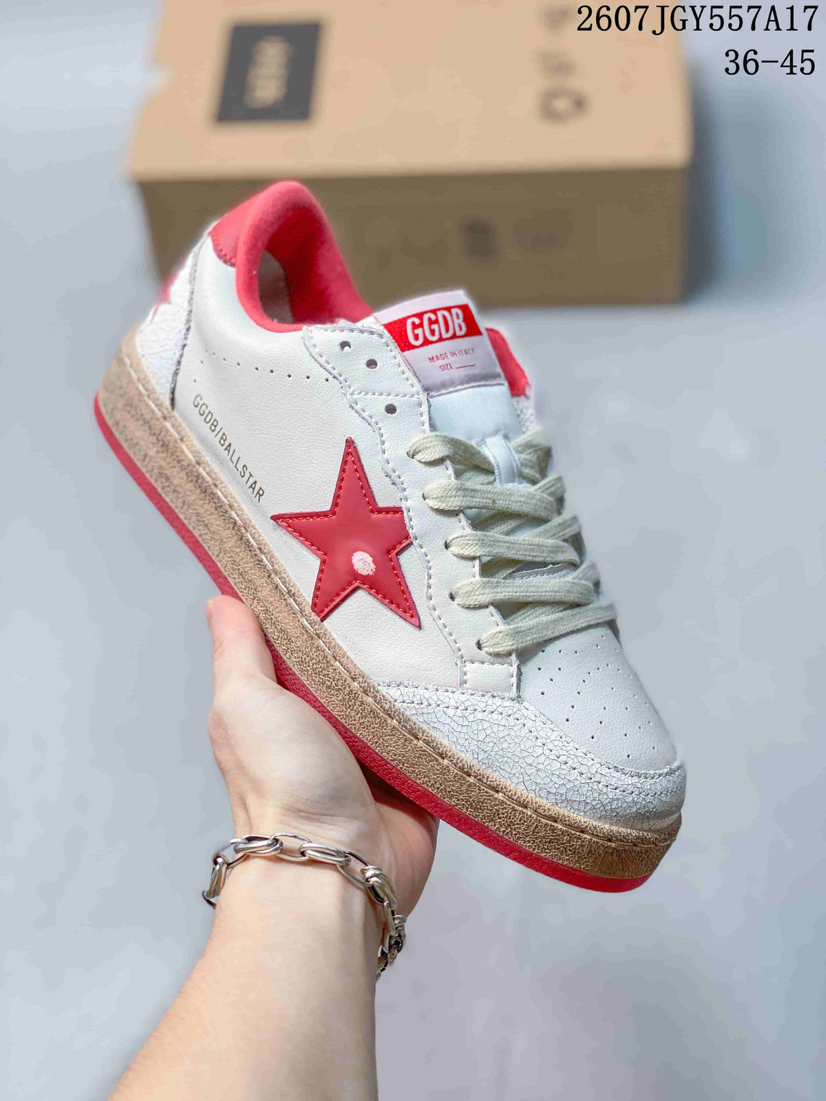 Golden Goose Ball Star Low-Top Sneakers in White Red 2607TGY557A17 - product image from the listing.