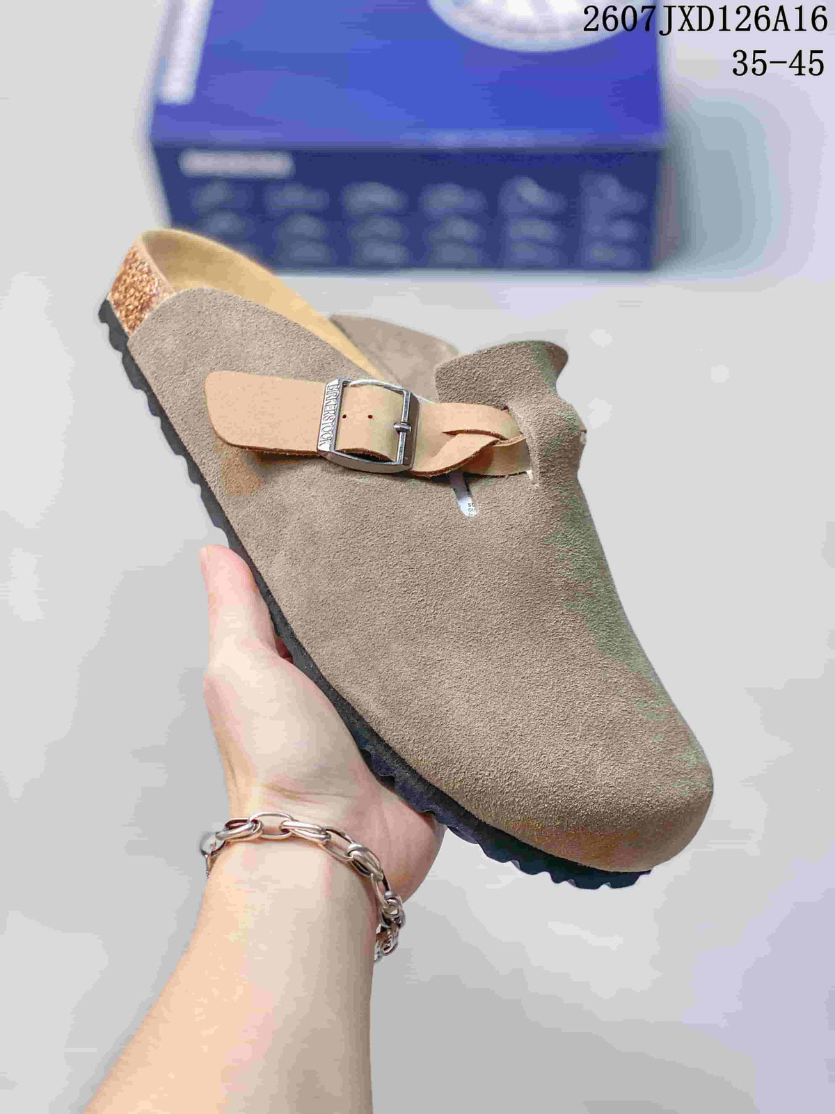 Birkenstock Boston Closed-Toe Mule in Taupe - product image from the listing.