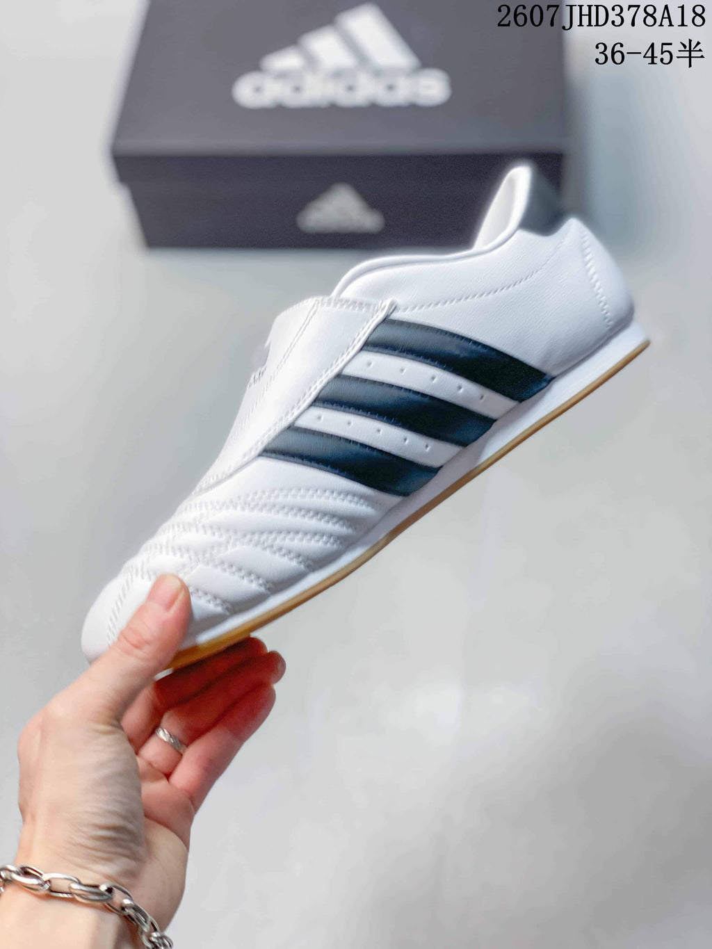 adidas Taekwondo SMIL-LS Low-Top Sneakers in White Navy - product image from the listing.