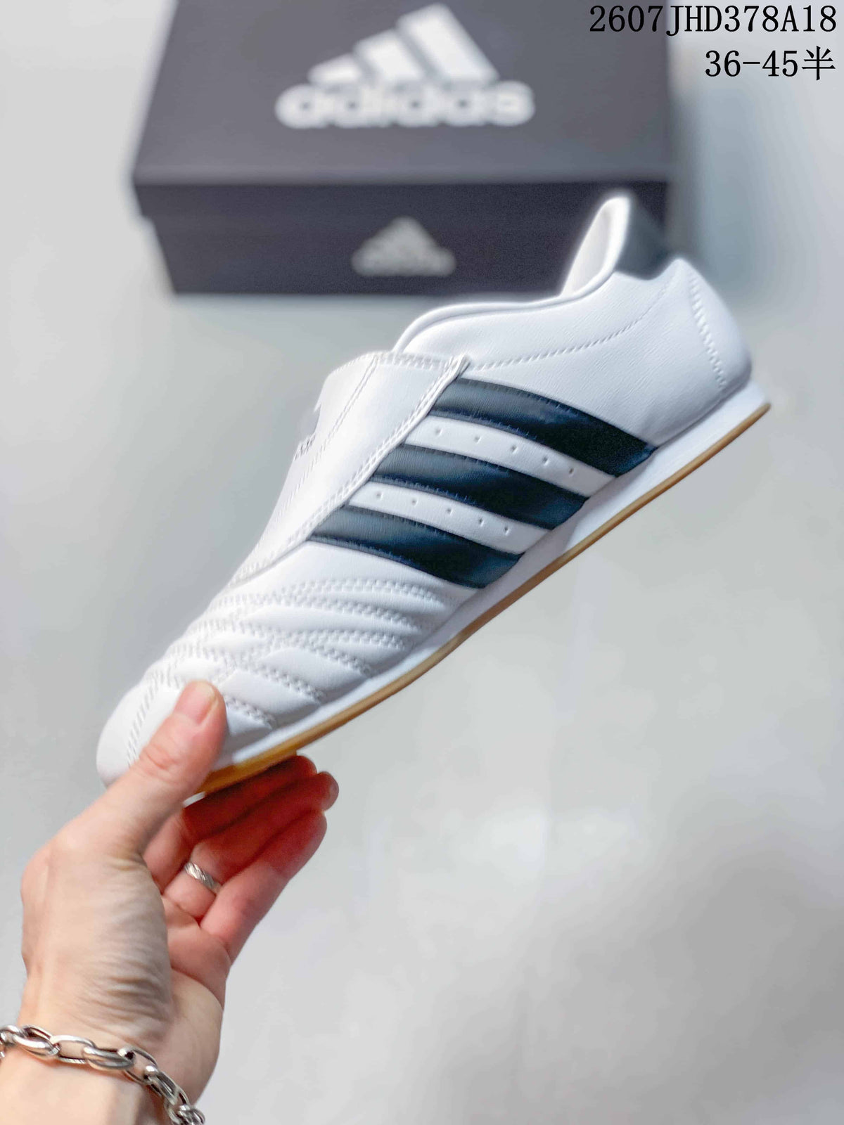 adidas Taekwondo SMIL-LS Low-Top Sneakers in White Navy - product image from the listing.