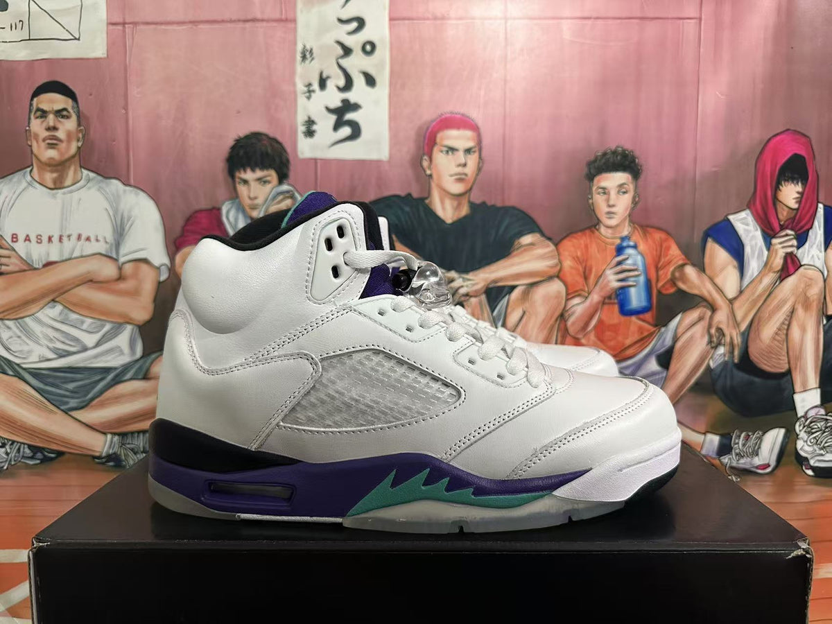 Air Jordan 5 Retro White Grape Sneakers - product image from the listing.