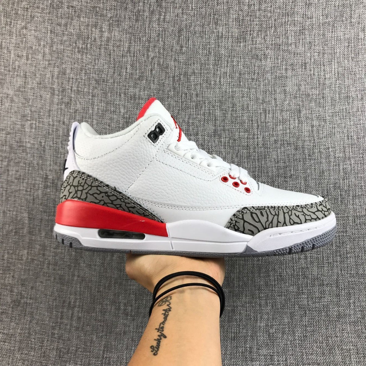 Air Jordan 3 Retro High-Top Sneakers in White Red - product image from the listing.
