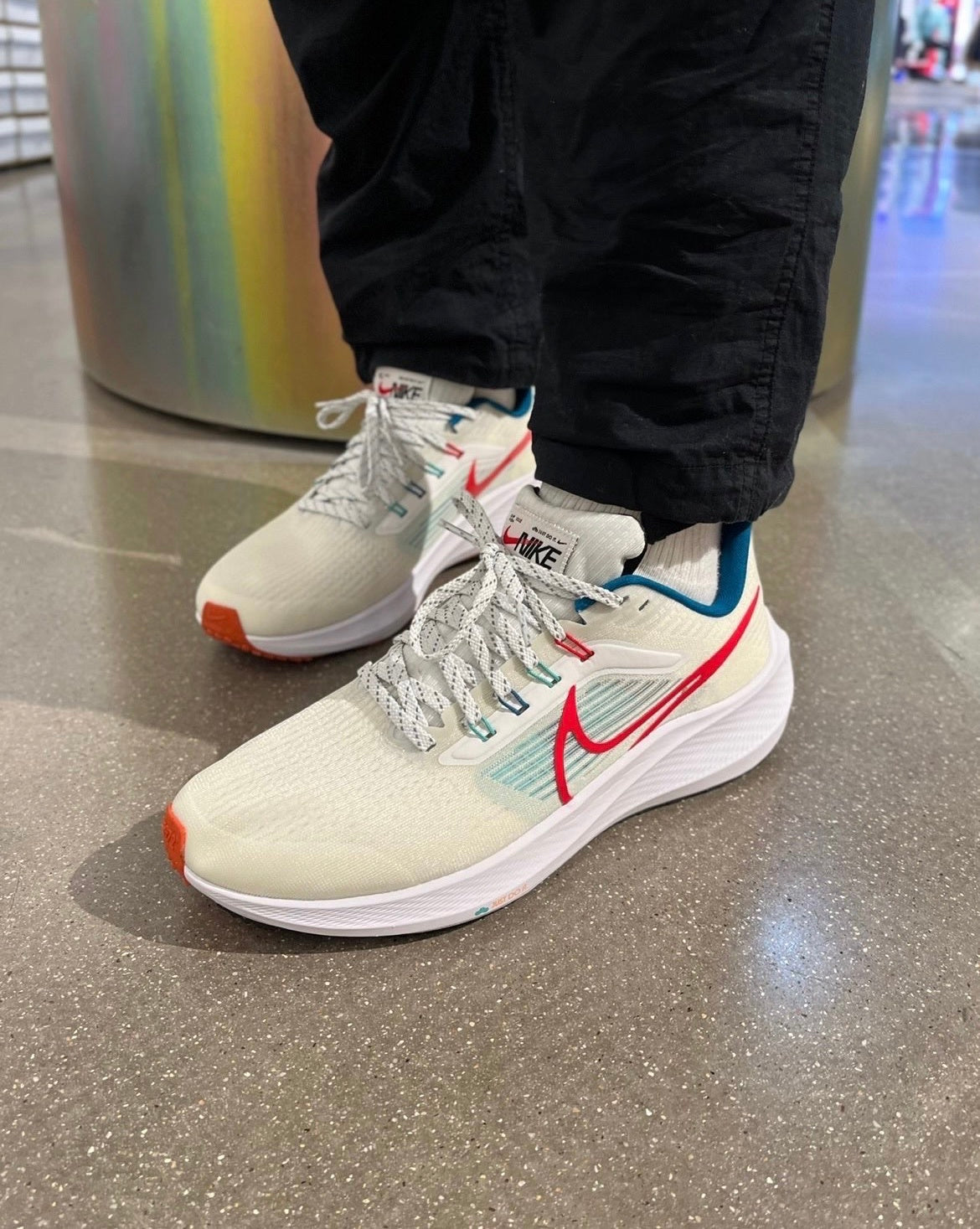 Nike Air Zoom Pegasus 39 Running Shoes in White Red Blue FD4322-161 - product image from the listing.