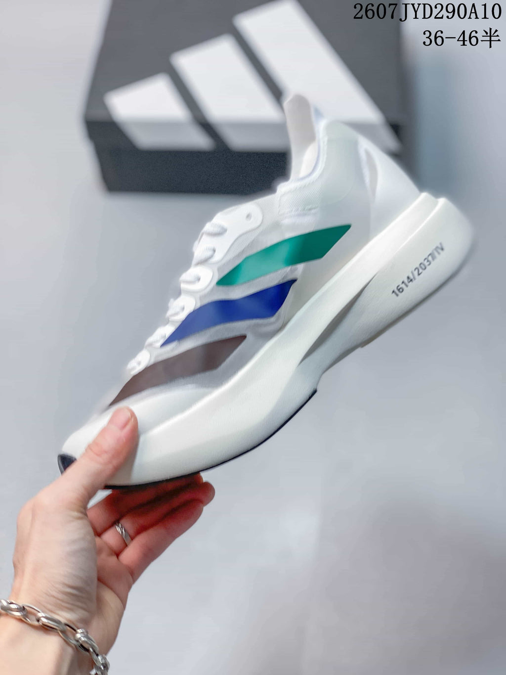 Adidas Adizero Adios Pro Evo2 Running Shoes in White Multicolor - product image from the listing.