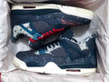 Jordan 4 Sashiko-Style Embroidered Sneakers in Navy - product image from the listing.