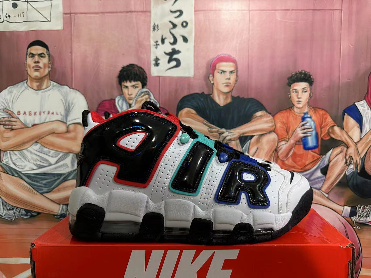 Nike Air More Uptempo Basketball Sneakers in White Black - product image from the listing.