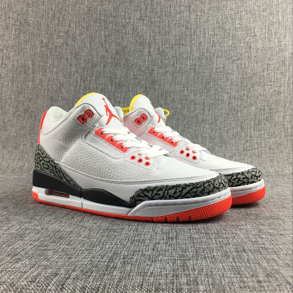 Air Jordan 3 White, High-Top Sneakers in Red and Black - product image from the listing.