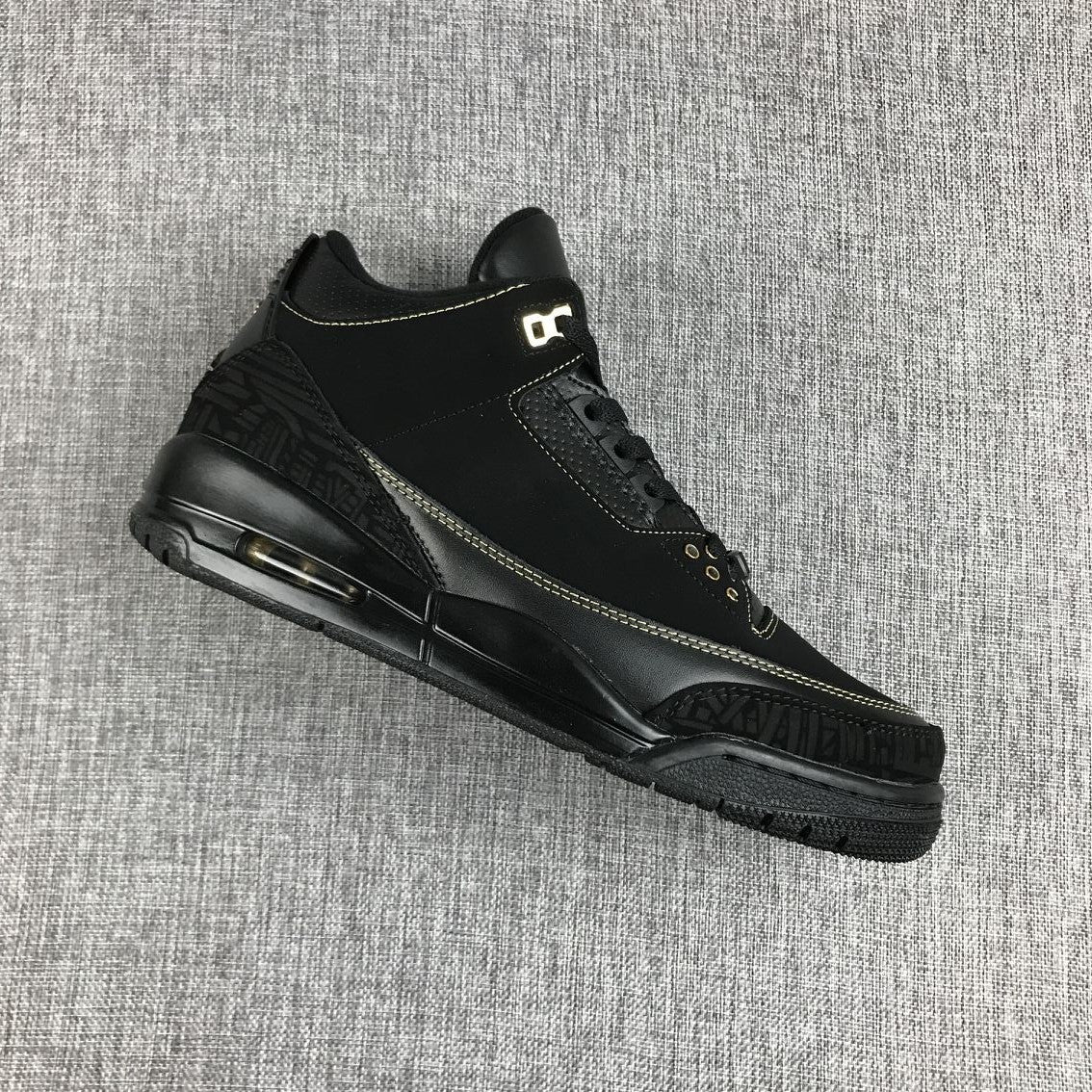 Air Jordan 3 BHM High-Top Sneakers in Black and Metallic Gold - product image from the listing.