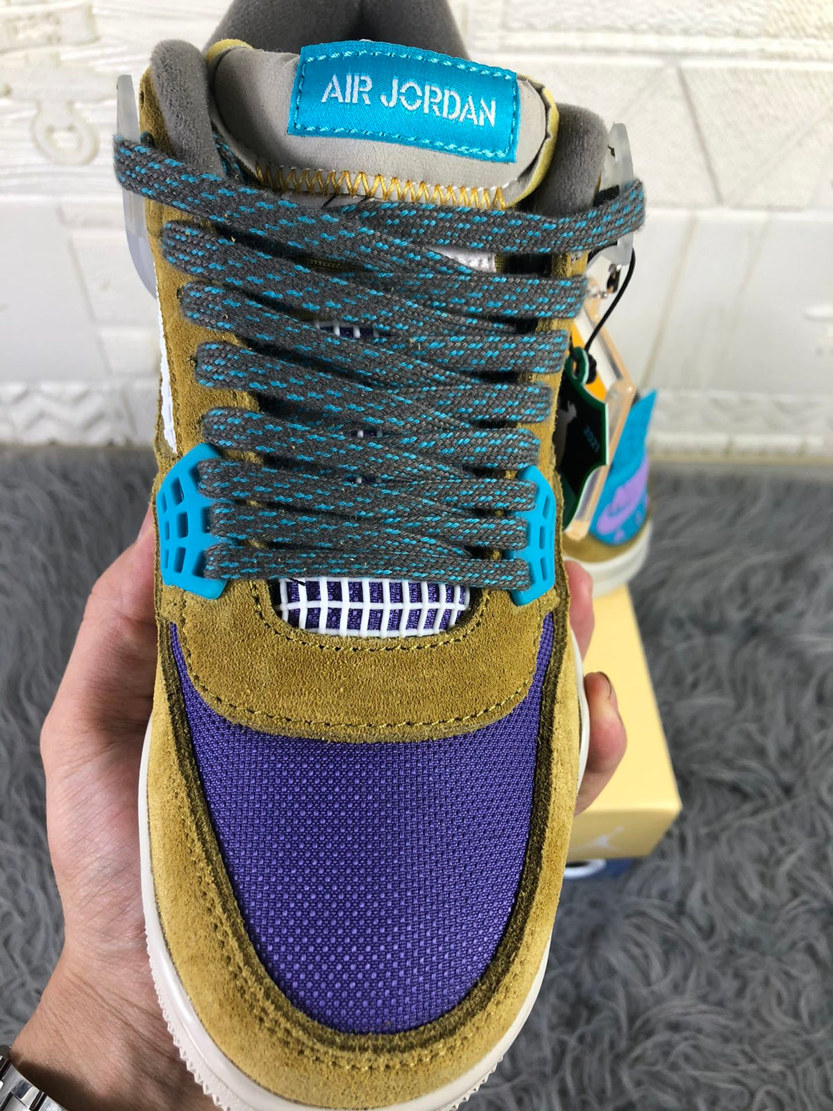 Air Jordan 4 Desert Moss Sneakers Olive Purple DJ5718-300 - product image from the listing.