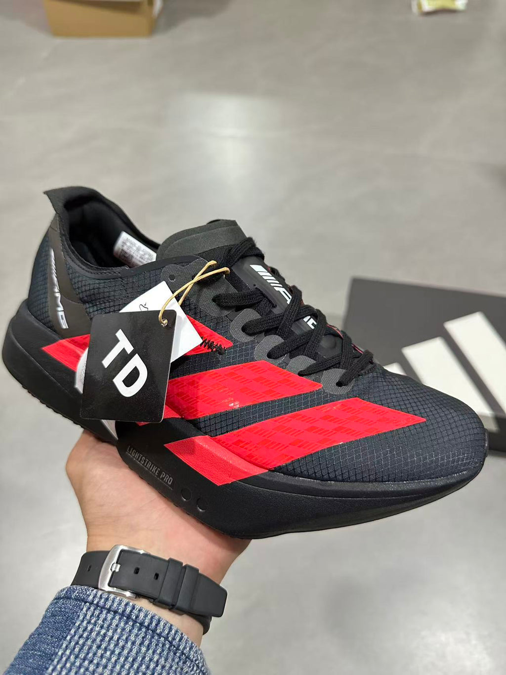 Adidas Lightstrike Pro Running Shoes in Black Red KH8840 - product image from the listing.