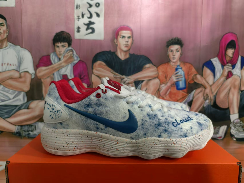 Nike Basketball Shoes in White, in Blue and Red - product image from the listing.