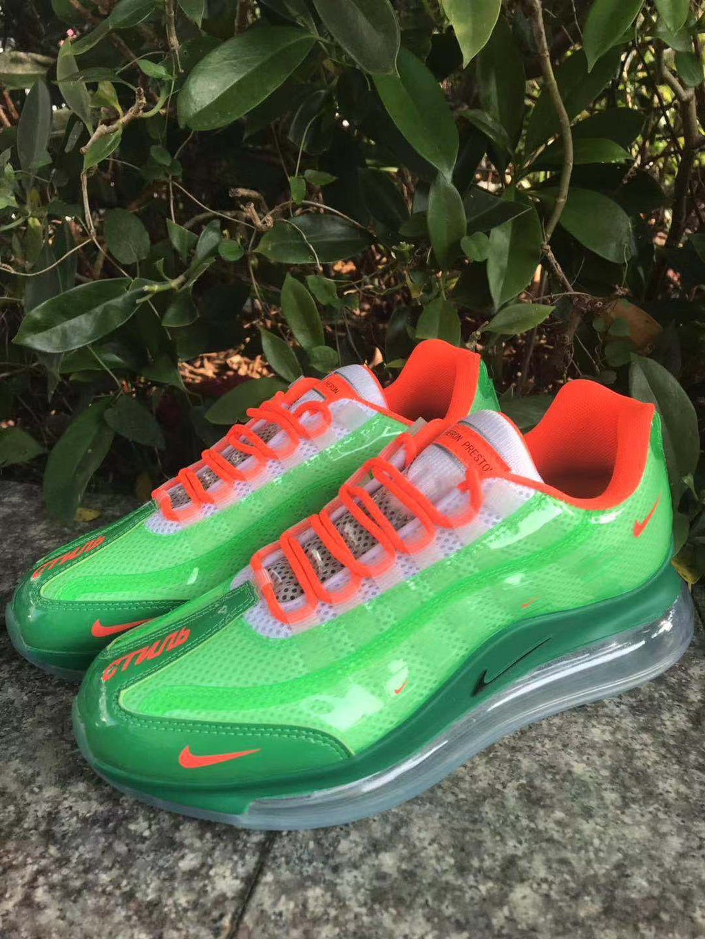 Nike Air Max 720 Sneakers in Green and Orange - product image from the listing.