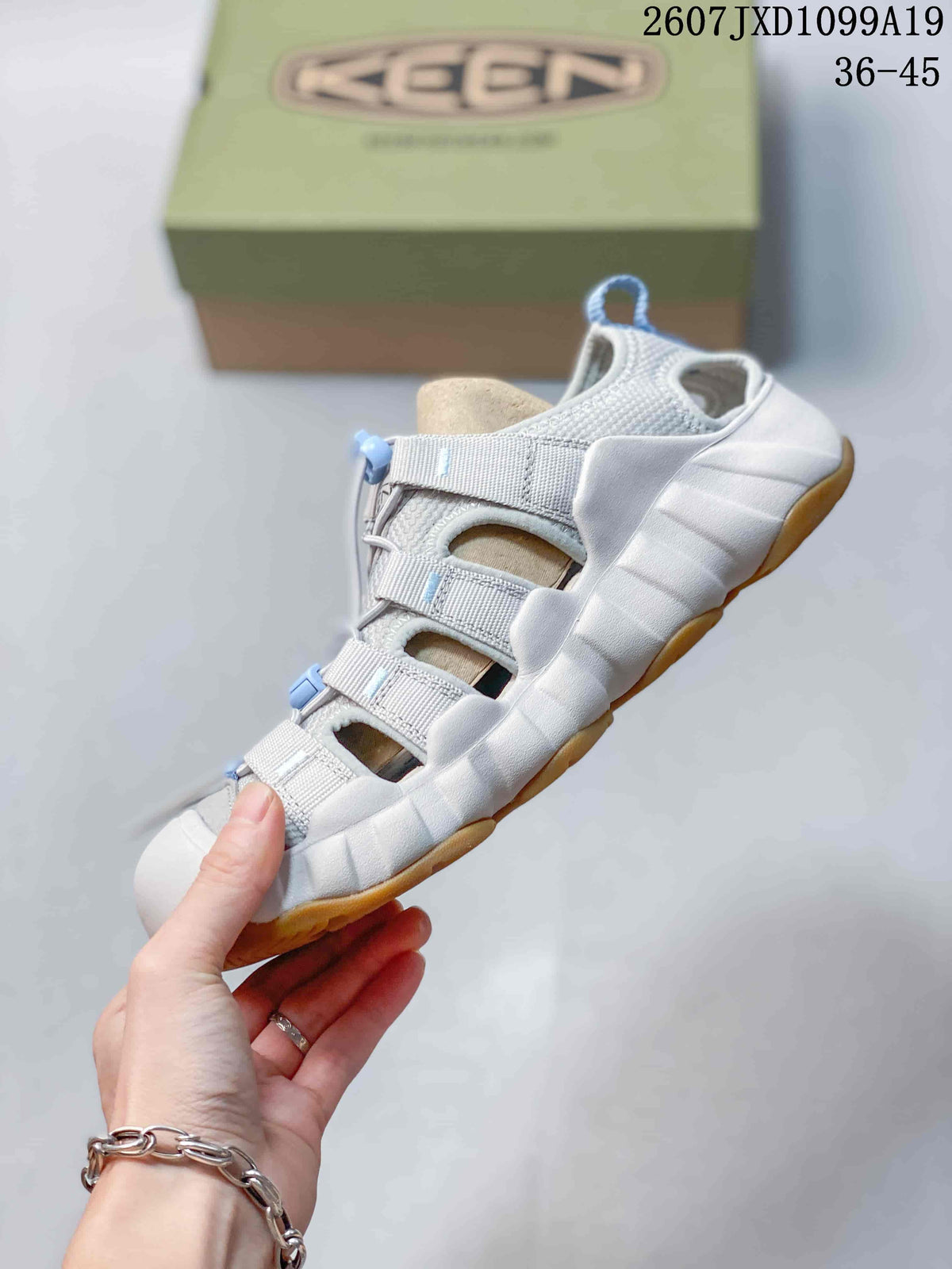 KEEN Astoria West Closed-Toe Sandals in White Gray 2607JXD1099A19 - product image from the listing.