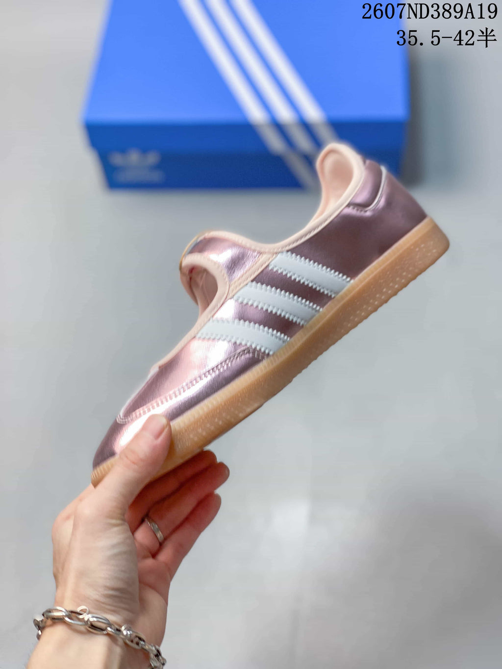 adidas Samba Jane Mary Jane Sneakers in Metallic Pink - product image from the listing.