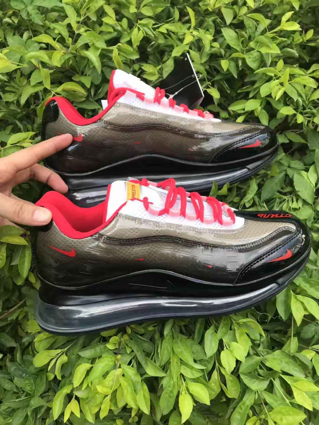Nike Air Max 720 Sneakers in Black Smoke Grey Red - product image from the listing.