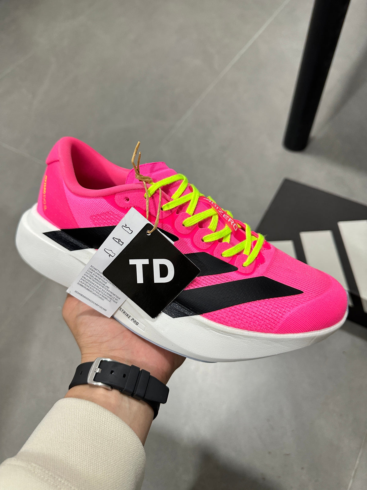 Adidas Adizero Lightstrike Pro Running Shoes in Pink - product image from the listing.