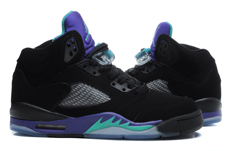 Air Jordan 5 Black Purple High-Top Sneakers 440892-007 - product image from the listing.