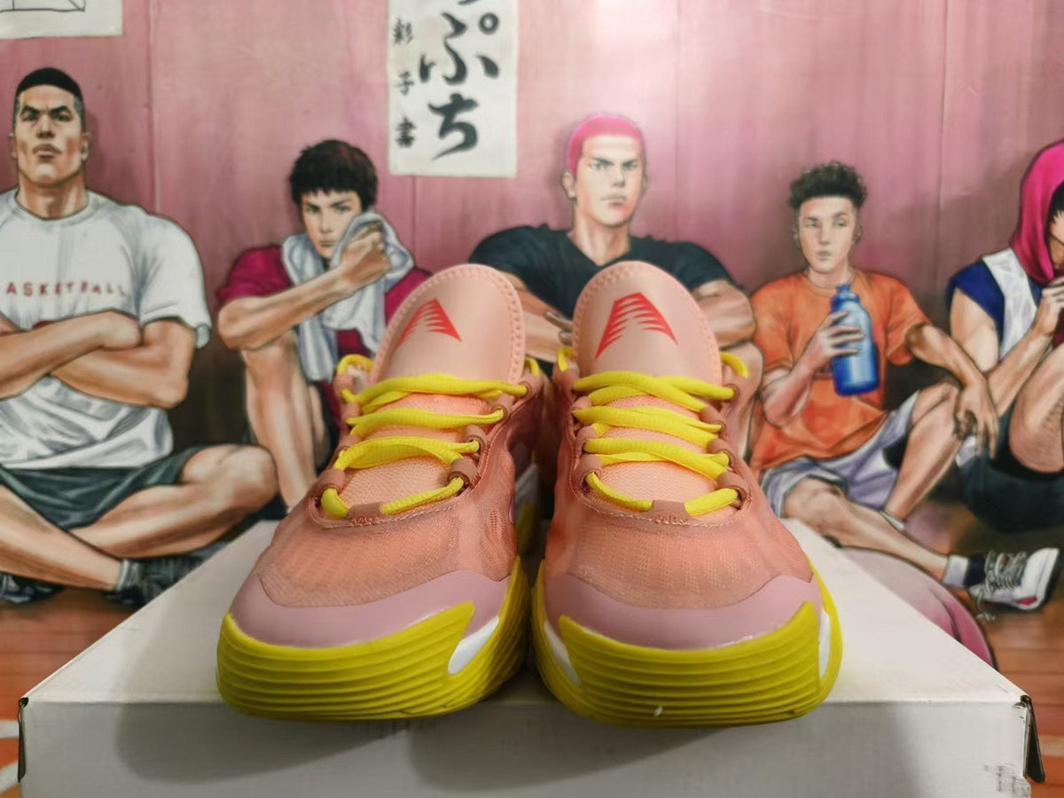 Pink and Yellow Basketball Sneakers - product image from the listing.