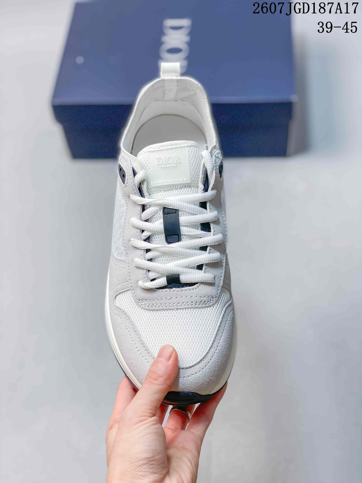 Dior B25 Runner Low-Top Sneakers in White and Gray 2607JGD187A17 - product image from the listing.