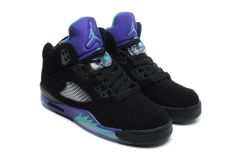 Air Jordan 5 Black Purple High-Top Sneakers 440892-007 - product image from the listing.