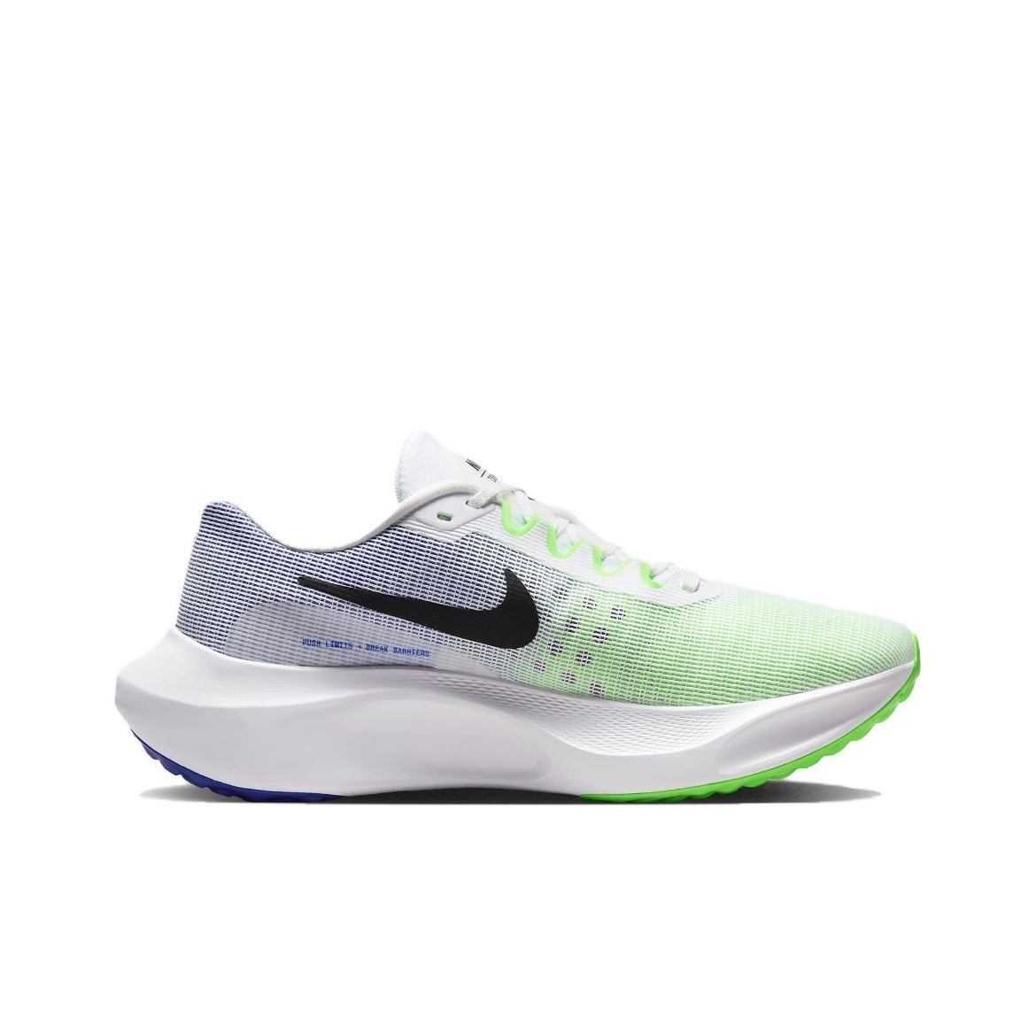 Nike Zoom Fly 5 Running Shoes in White Green Blue DM8968-101 - product image from the listing.