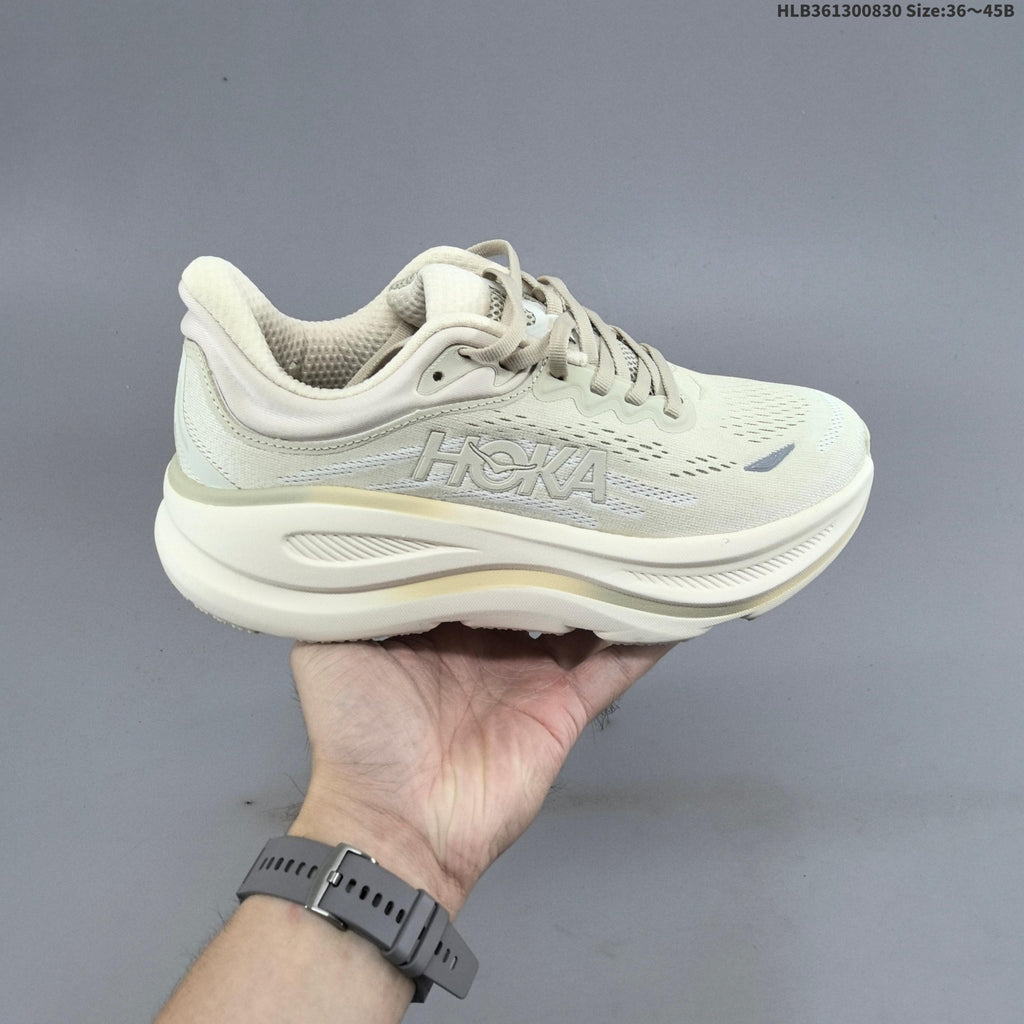 HOKA Bondi 9 Low-Top Shoes for Running, White, Style 1162012 - product image from the listing.