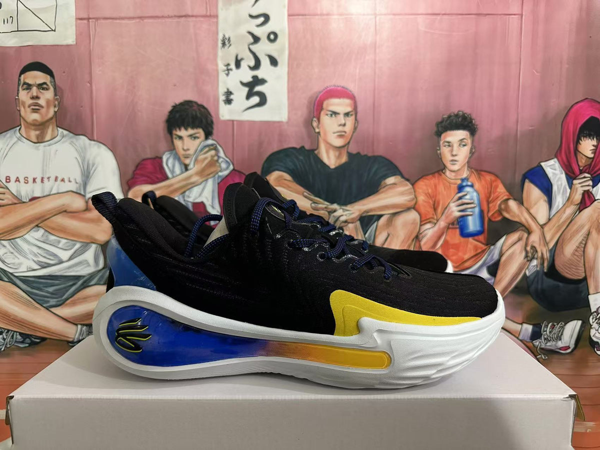 Basketball Shoes in Black, in Yellow and Blue - product image from the listing.