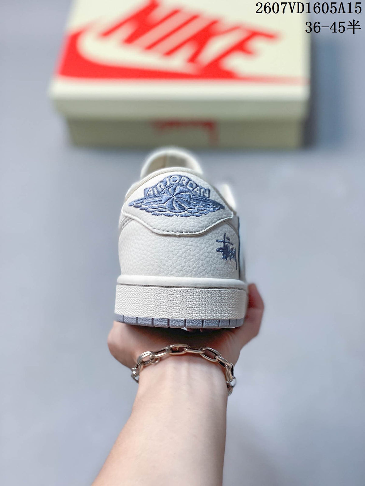 Nike SB Dunk Low LV-Print Sneakers in White Gray - product image from the listing.