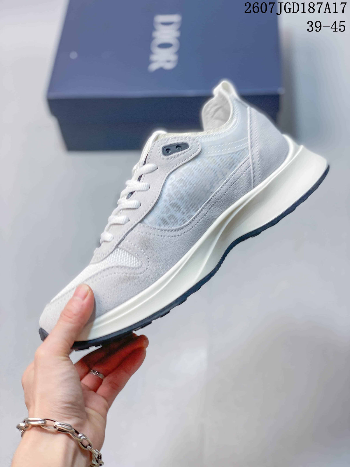 Dior B25 Runner Low-Top Sneakers in White and Gray 2607JGD187A17 - product image from the listing.