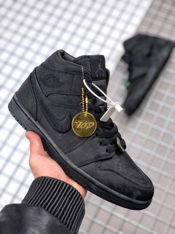 CLOT x Air Jordan 1 Mid Fearless Sneakers in Black - product image from the listing.