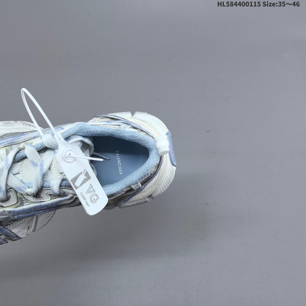 Balenciaga Phantom Trainers in White and Light Blue, Style 825597 - product image from the listing.