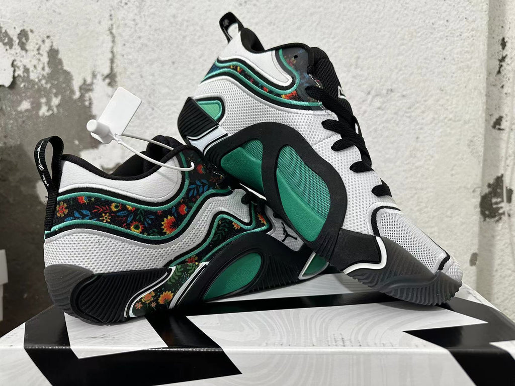 Jordan Luka 1 Basketball Footwear Black White Green Floral - product image from the listing.