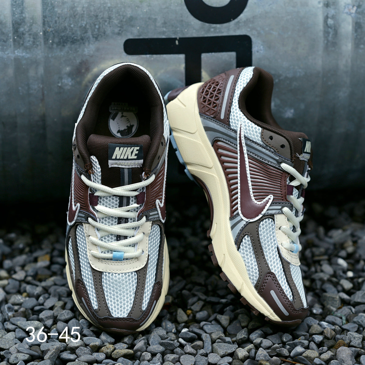 Brown and Blue Nike Air Zoom Vomero 5 Sneakers - product image from the listing.