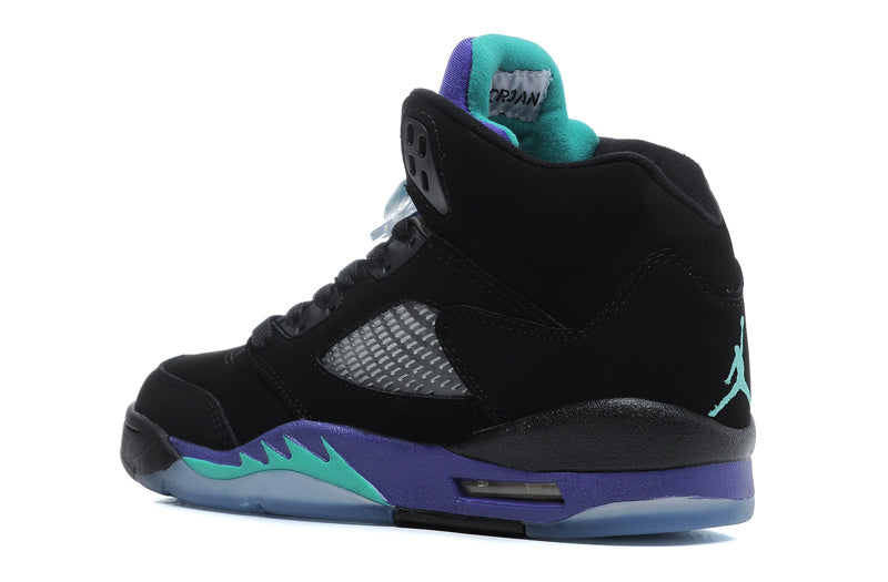 Air Jordan 5 Black Purple High-Top Sneakers 440892-007 - product image from the listing.