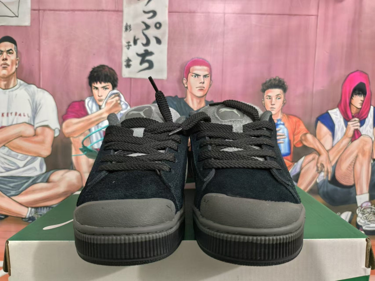 Black and Taupe Puma Suede Sneakers - product image from the listing.