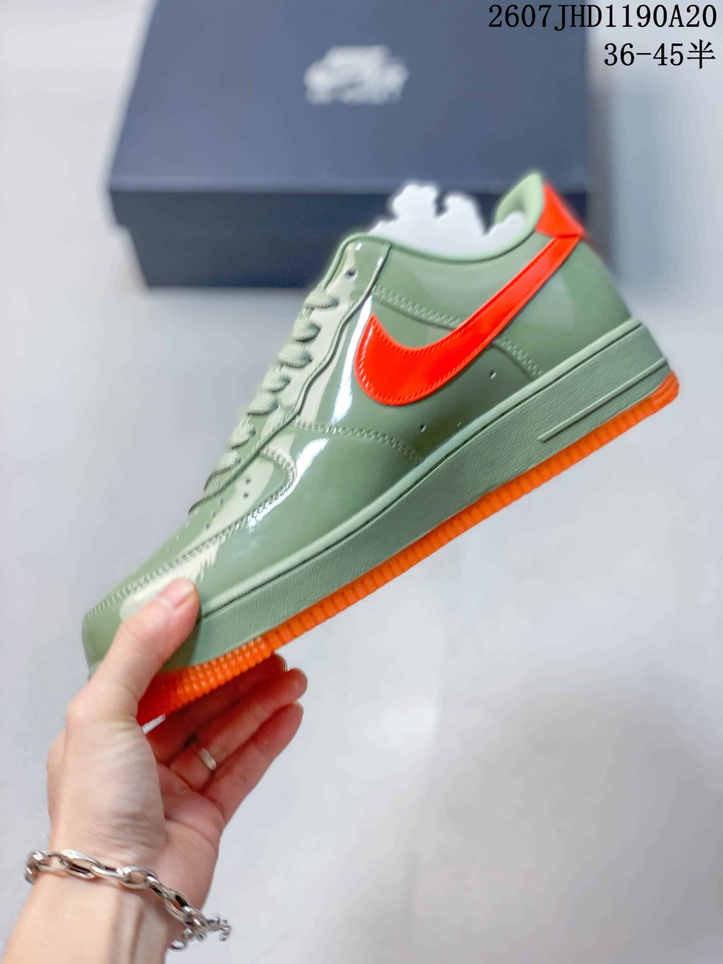 Nike Air Force 1 '07 Low Sneakers in Green Orange - product image from the listing.