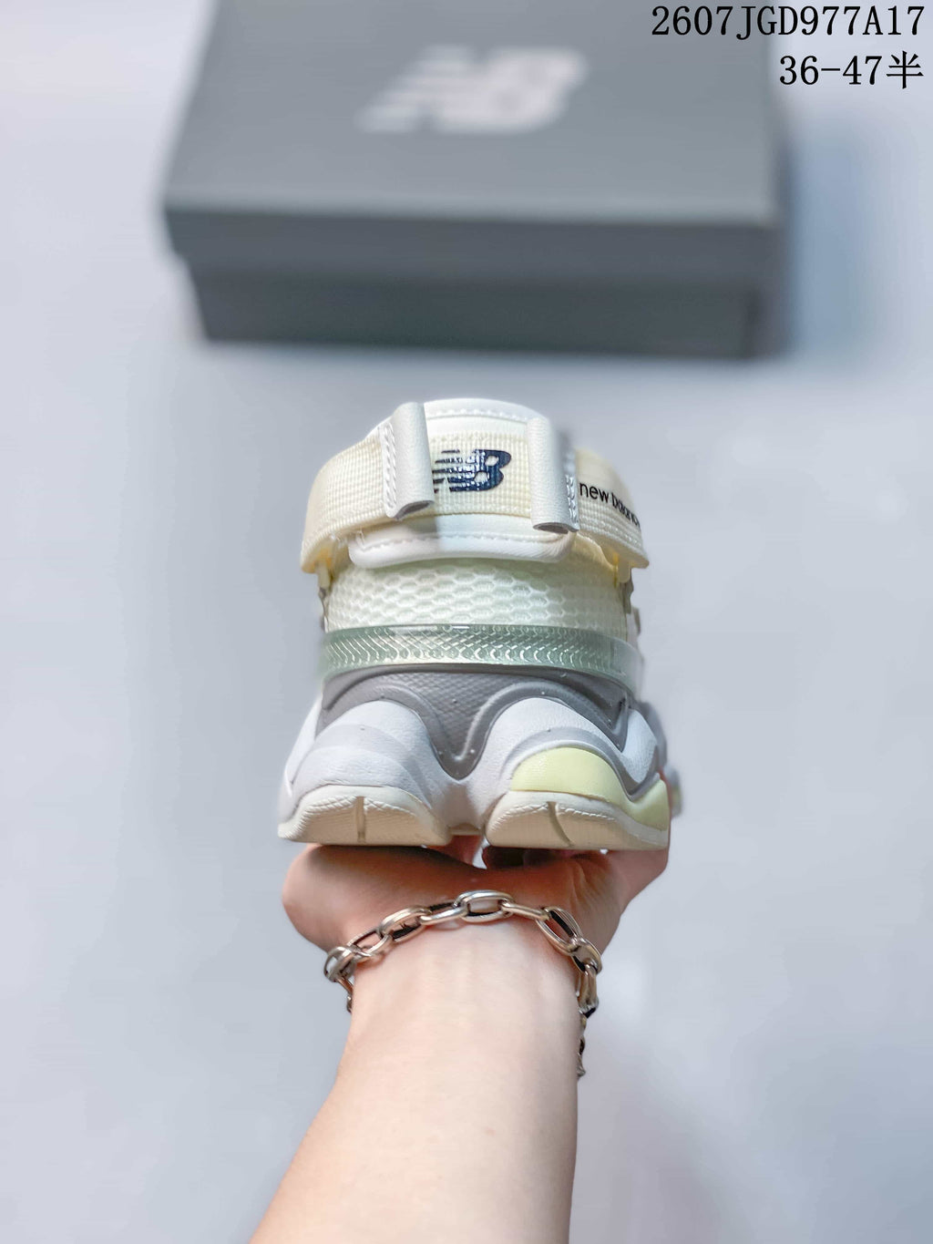 New Balance 9060 Mule Sneakers in White Navy - product image from the listing.