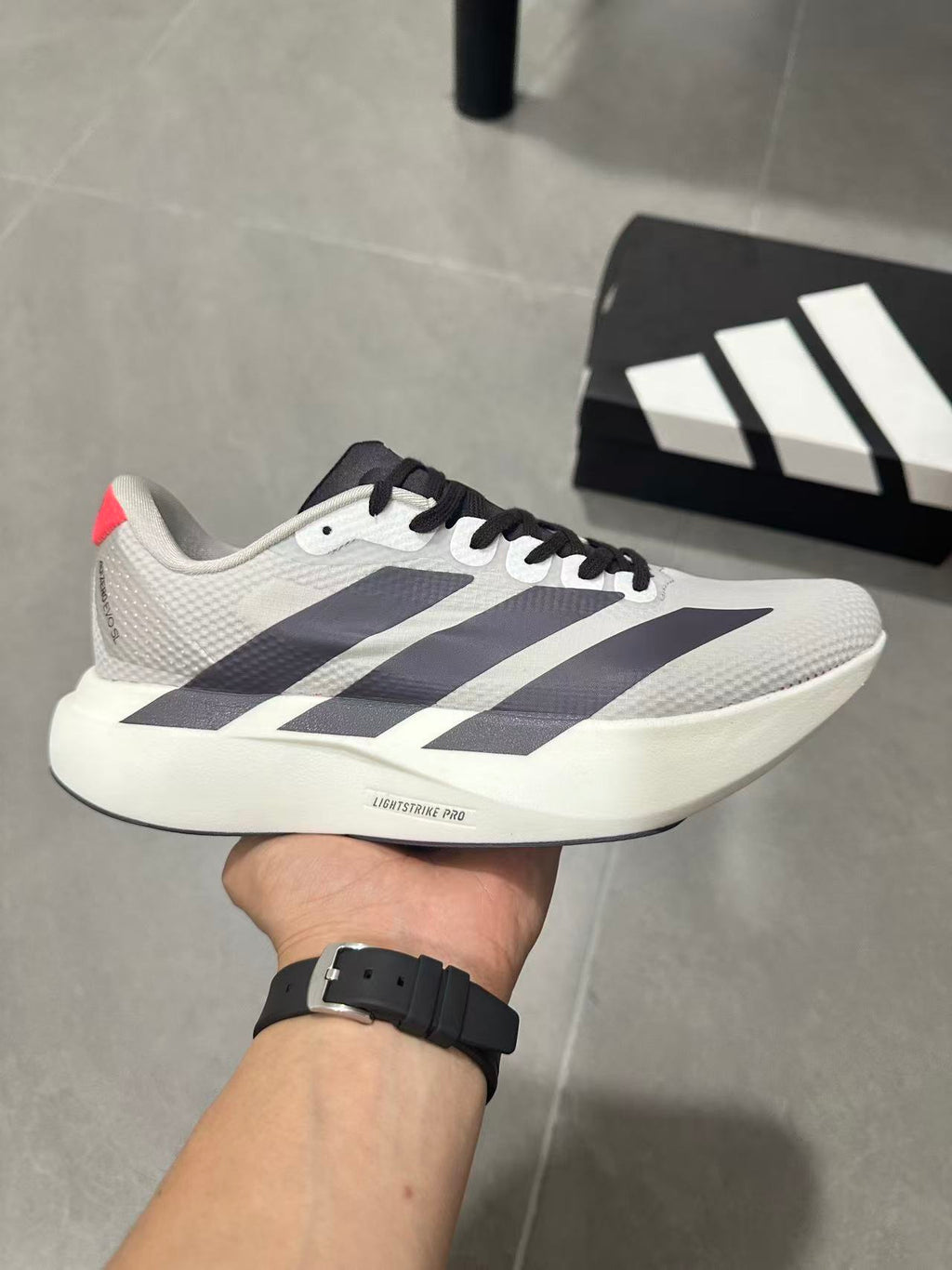 Adidas Lightstrike Pro Running Shoes in White Gray KJ3670 - product image from the listing.