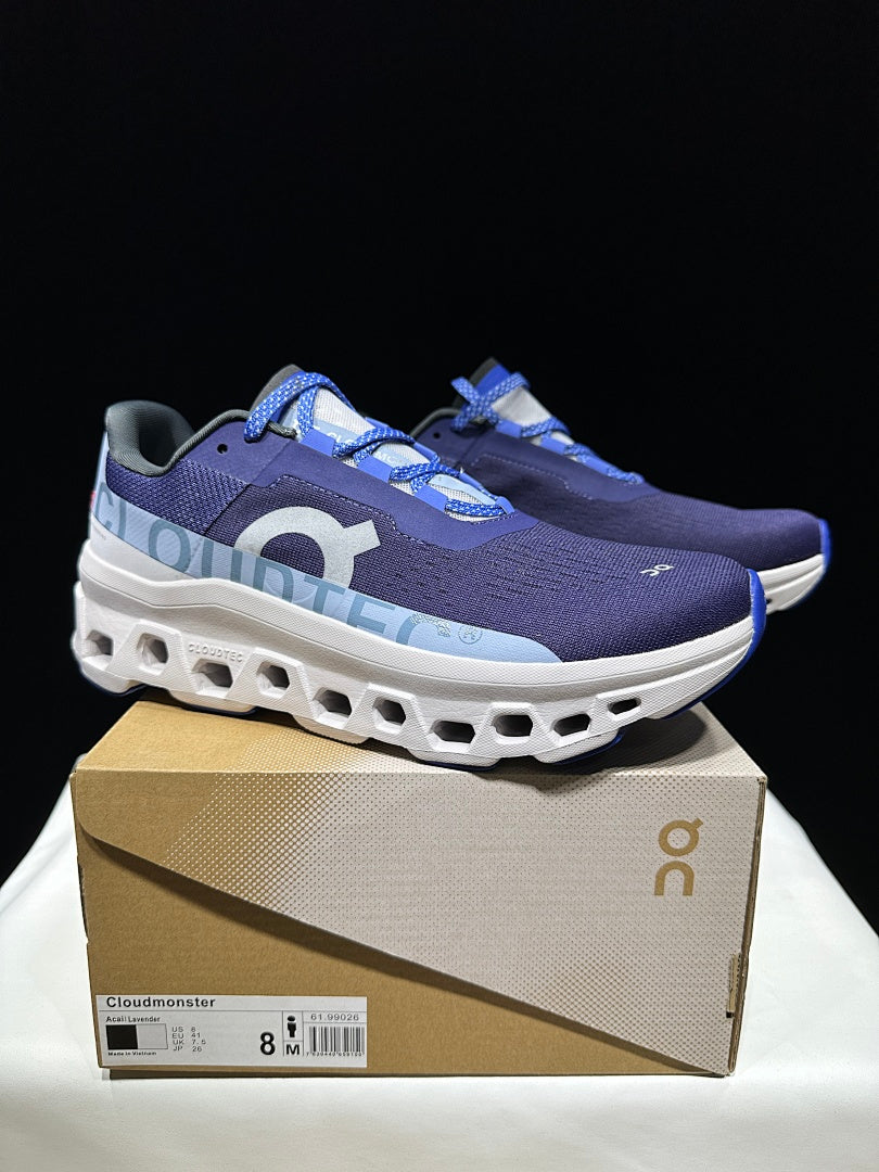 On Cloudmonster Running Shoes, in Navy and White - product image from the listing.