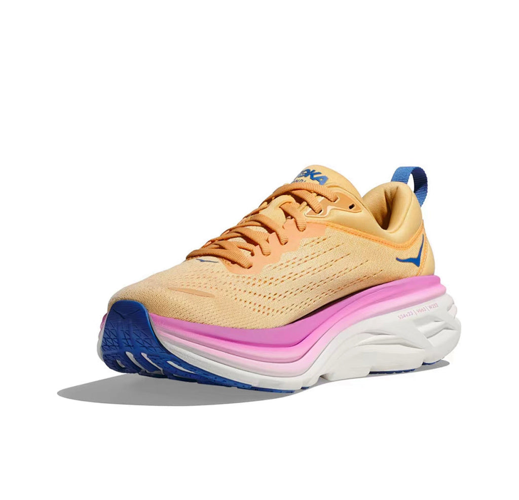 HOKA Bondi 8 Running Sneakers in Orange, in Blue and Purple - product image from the listing.