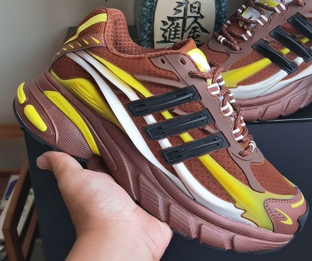 Brown and Yellow Chunky Mesh Trainers - product image from the listing.