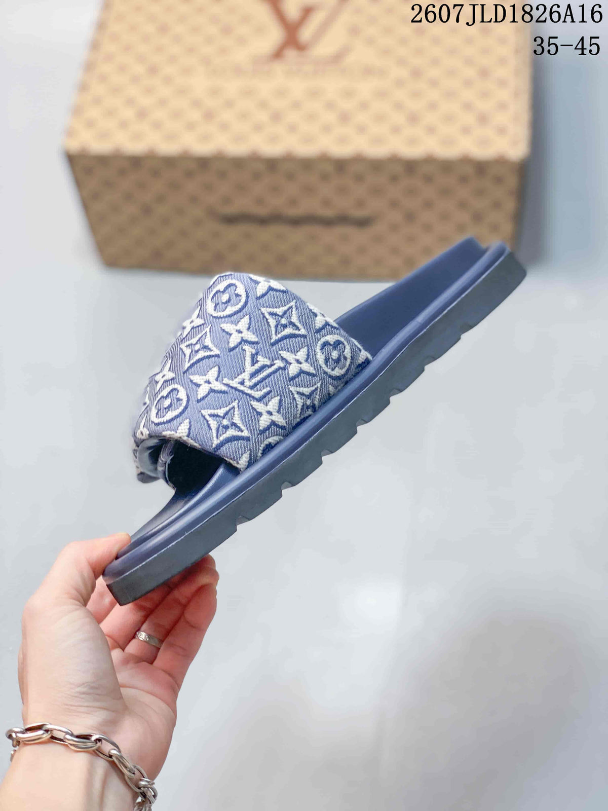 Louis Vuitton Pool Pillow Monogram Slide Sandals in Navy - product image from the listing.