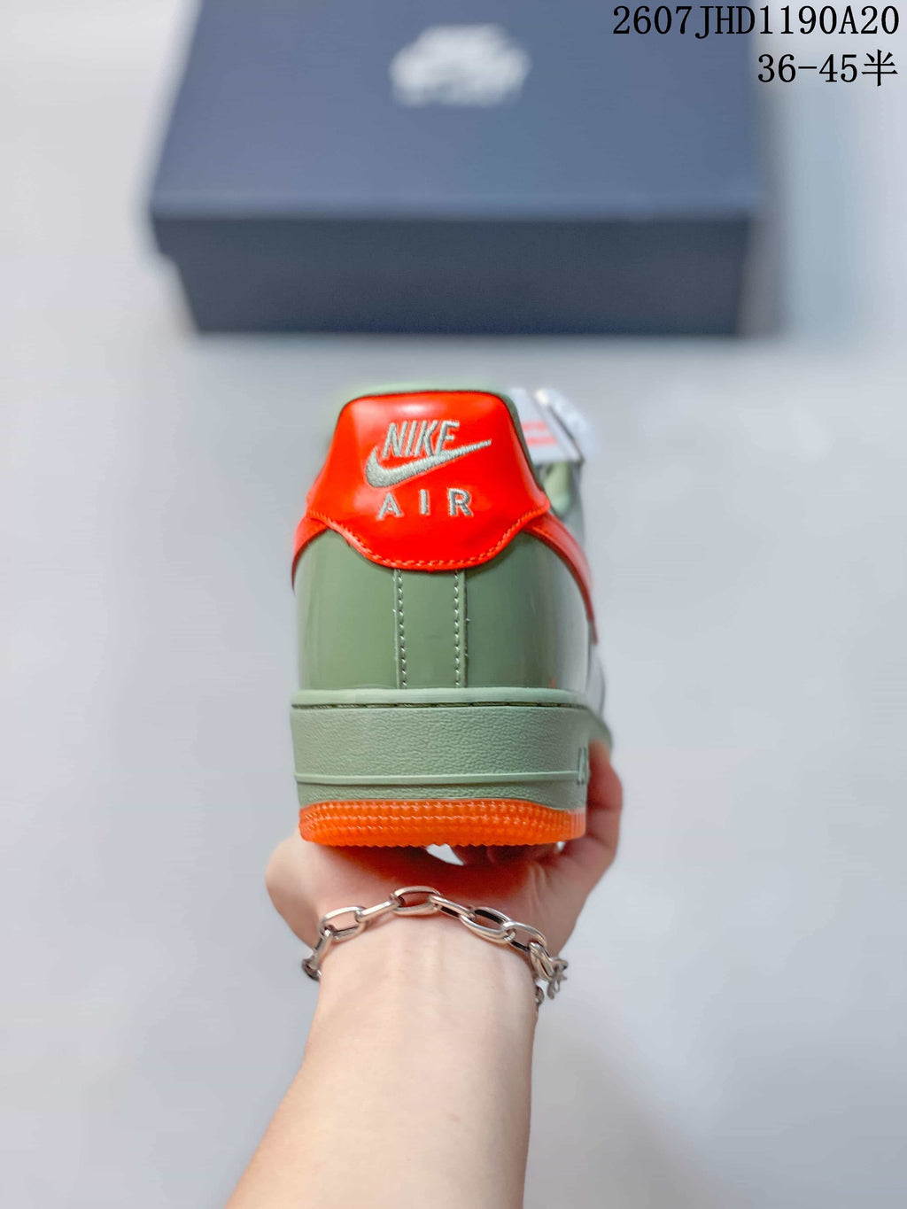 Nike Air Force 1 '07 Low Sneakers in Green Orange - product image from the listing.