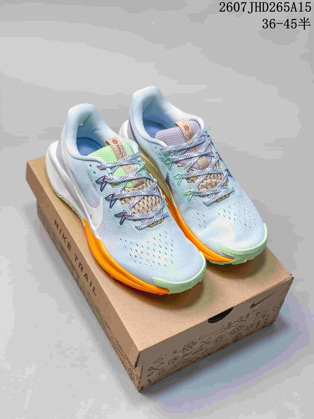 Nike Pegasus Trail 5 Trail Running Shoes in Blue Lime Orange - product image from the listing.