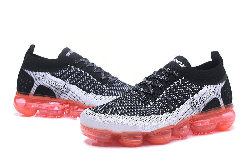 Nike Air VaporMax Flyknit 2 Sneakers in Black White Orange - product image from the listing.