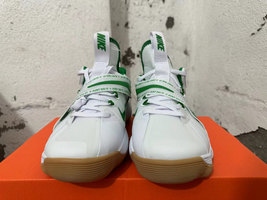 Nike Basketball Shoes in White and Green - product image from the listing.