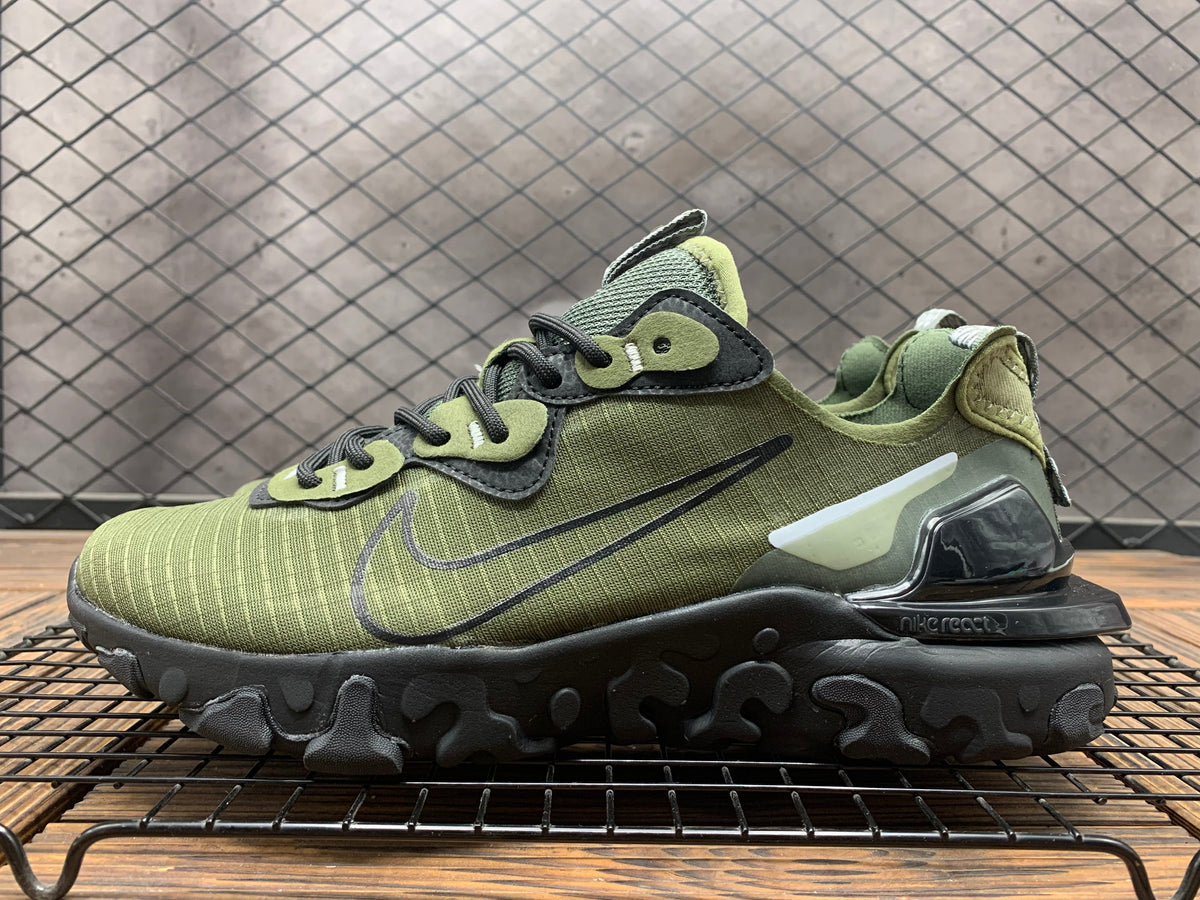 Olive Green and Black Nike React Vision Sneakers - product image from the listing.